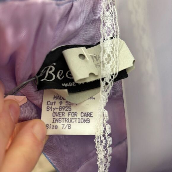 Vintage 1990s Be smart made in USA formal prom grown size 7/8 blue beaded dresss - Picture 5 of 10